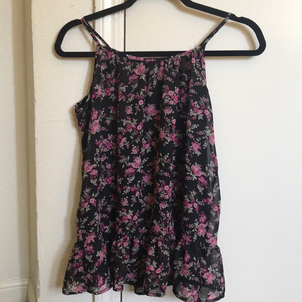 Black Floral Tank Top